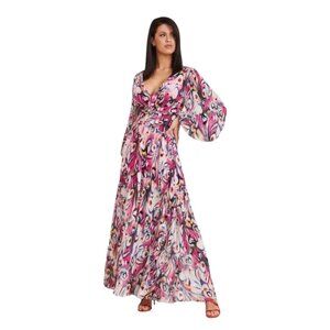 Marciano Wonderland Maxi Dress Pink Size 6 Chiffon Glam Beach Vacation Bohemian